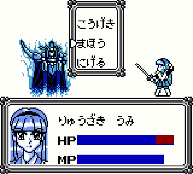 Umi lutando contra Zagato em Guerreiras Mágicas de Rayearth para Game Boy