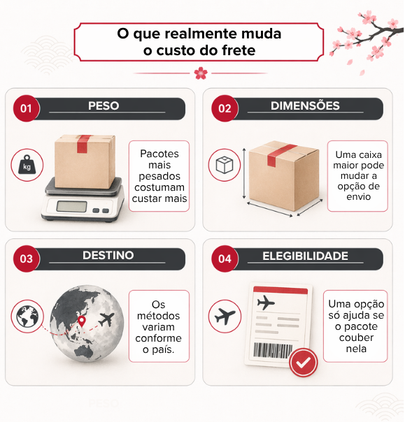 Mesa com pacotes, colecionáveis, caderno e calculadora em um cenário de comparação antes da compra.